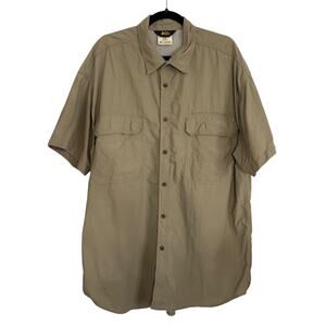 REI Men’s XL Khaki‎ Short Sleeve Vented Fishing Hiking Shirt Mesh Lined